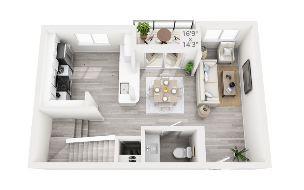 Starlite - 2 bedroom floorplan layout with 2.5 baths and 1520 square feet. (Floor 1)
