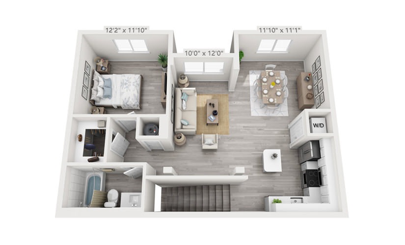 Albion - 1 bedroom floorplan layout with 1 bathroom and 805 square feet