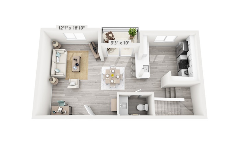 Savoy - 2 bedroom floorplan layout with 2.5 bathrooms and 1518 square feet